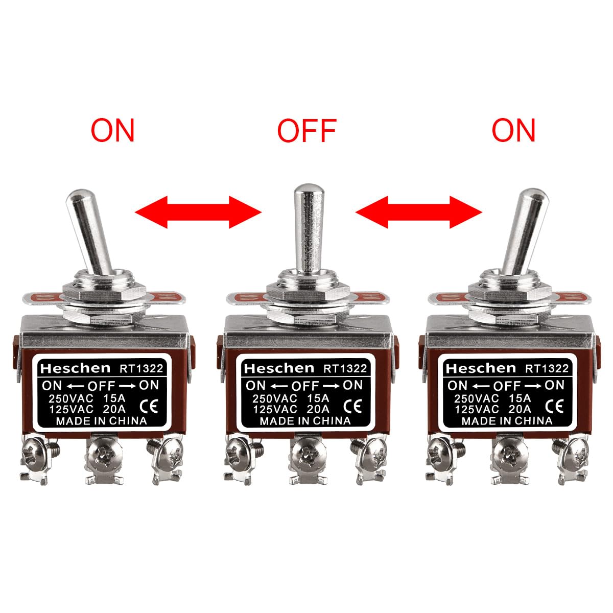 Amazon.co.jp: Heschen メタルトグルスイッチ RT1322 DPDT